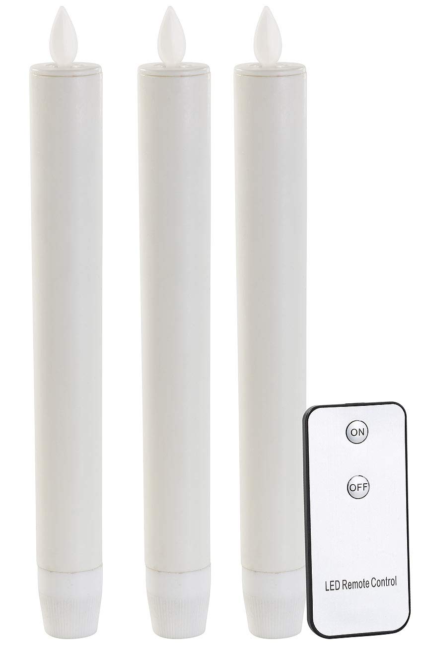 Lunartec Licht-Dekoration Stabkerzen LED weiß 3er-Set 21,5cm