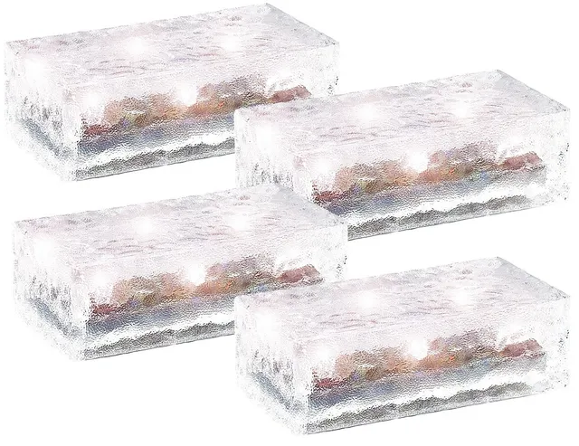 Lunartec Außenbeleuchtung Solar-Pflastersteine 4er-Set warmweiß