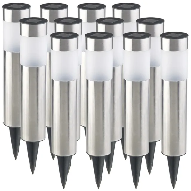 Lunartec Außenbeleuchtung Gartenlampe Solar 12er-Set Edelstahl IP44