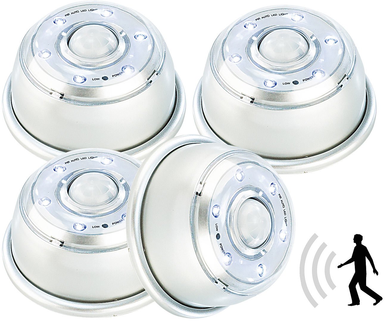 Lunartec Innenbeleuchtung LED-Nachtlicht mit Bewegungsmelder 4er-Set