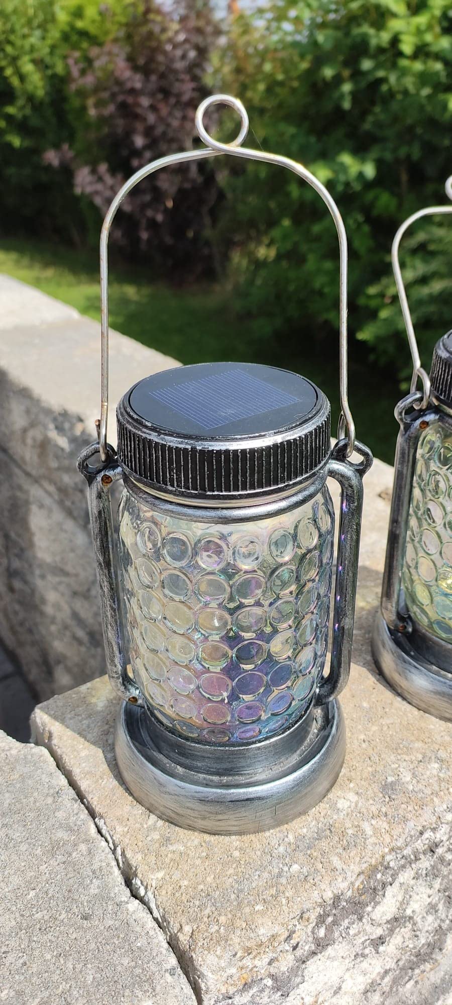 Bxroiu Solar Laterne Glas warmweiß 2er-Set mit Erdspieß