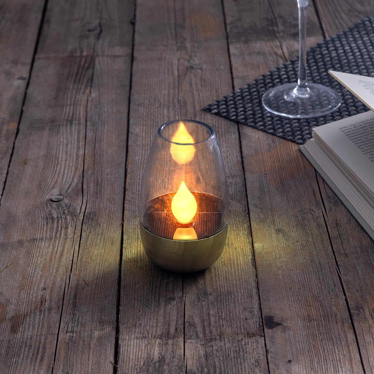 Lunartec Luna 3er Solar-Windlichter warmweiß Glas