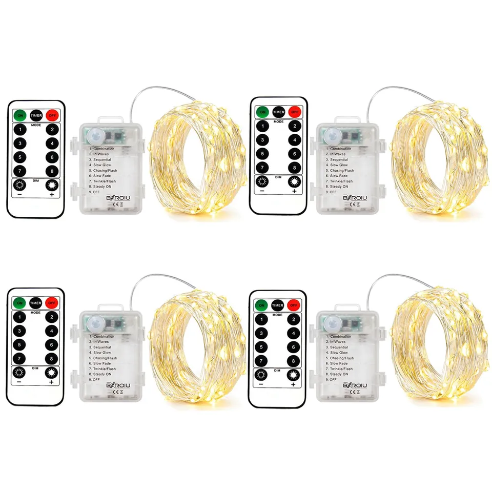 Bxroiu LED-Lichterkette Batterie 4x 5m 50 LEDs warmweiß