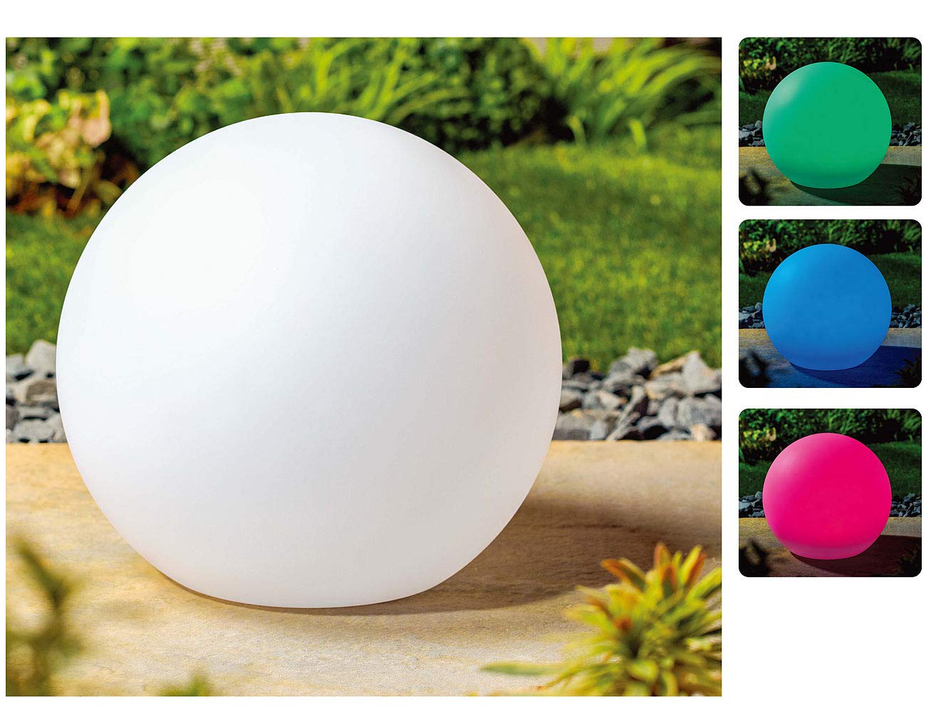 Lunartec Solarkugel Garten LED 20 cm RGBW mit Fernbedienung