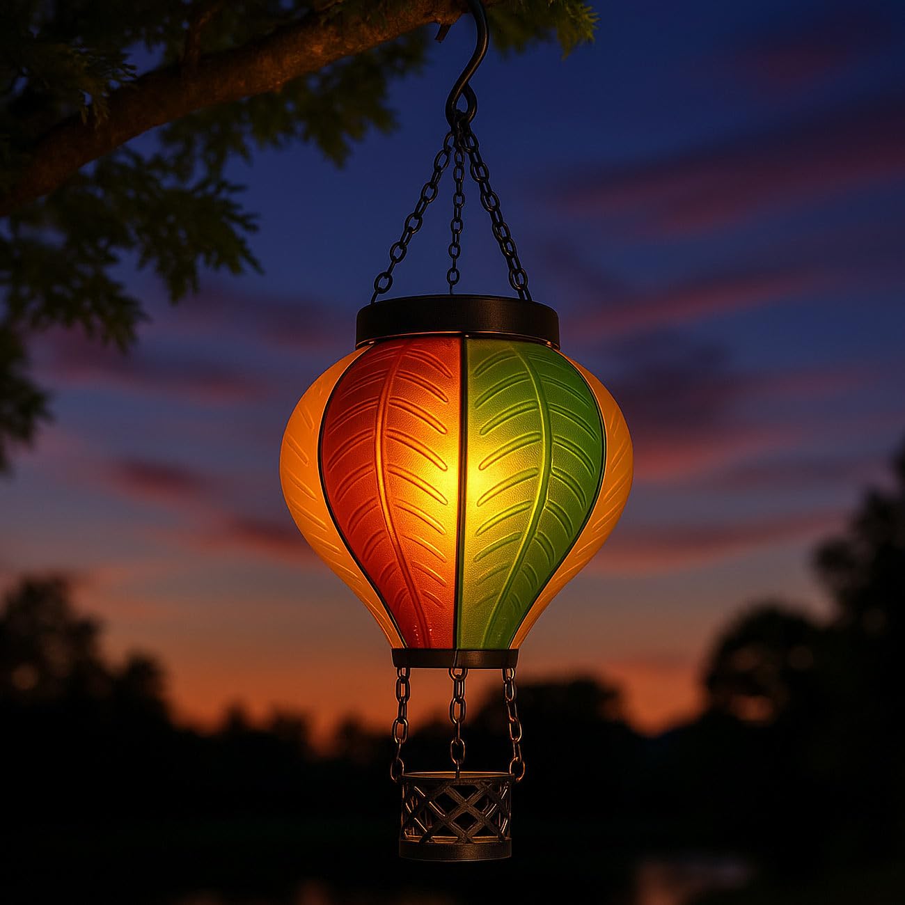 Lunartec Licht-Dekoration Solar-Laterne Heißluftballon 2er-Set zum Hängen
