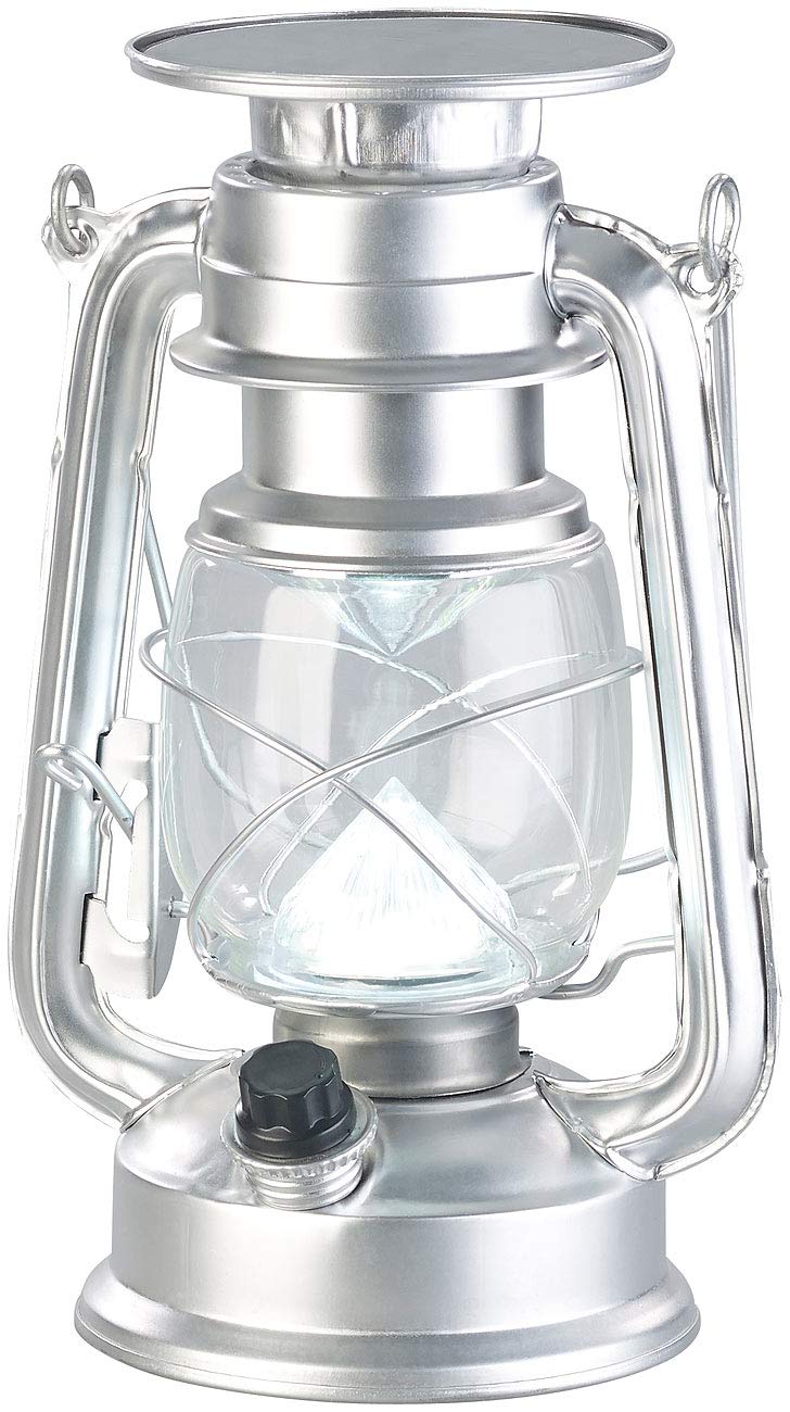 Lunartec Außenbeleuchtung Solar-LED-Sturmlampe 200 lm silber dimmbar