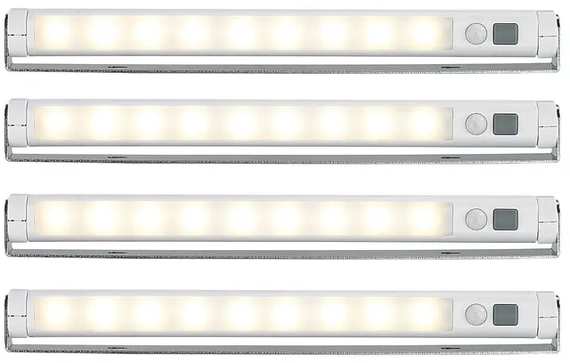 Lunartec Lichtleiste Batterie 4er-Set warmweiß PIR-Sensor
