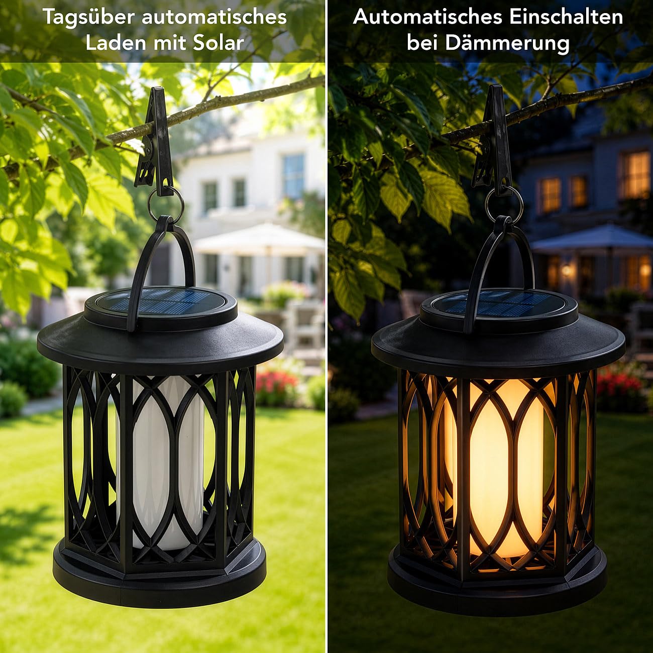 Lunartec Außenbeleuchtung Solar-Gartenlaterne 2er-Set IP65