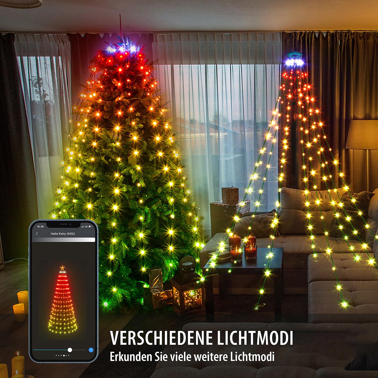 Lunartec Licht-Dekoration Tannenbaumüberwurf 180 LEDs 1,8m