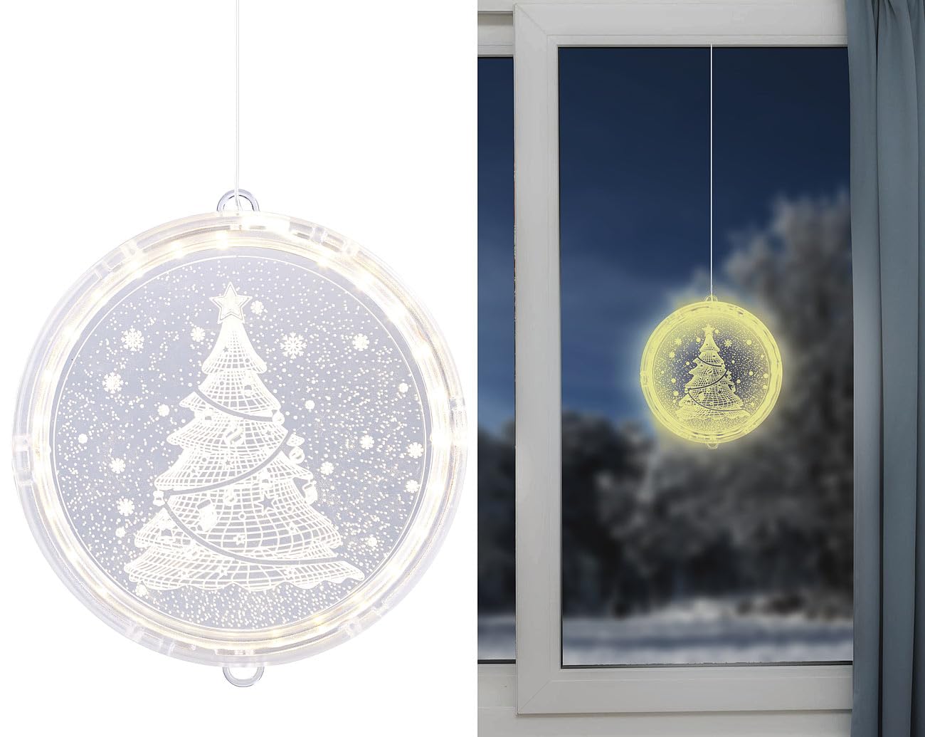 Lunartec Licht-Dekoration LED Fensterbild Tannenbaum 16 cm