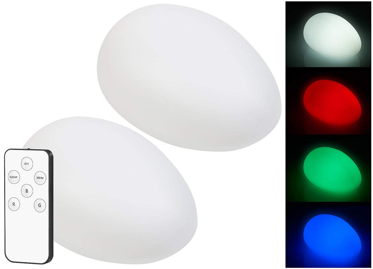 Lunartec Außenbeleuchtung Solar-Deko-Stein 2er-Set RGBW