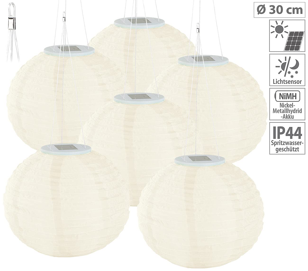 Lunartec Licht-Dekoration Solar-Lampions 12er warmweiß 30cm