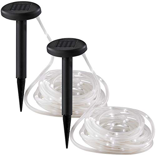 Lunartec 2er Solar-Lichtschläuche 5 m weiß 50 LEDs