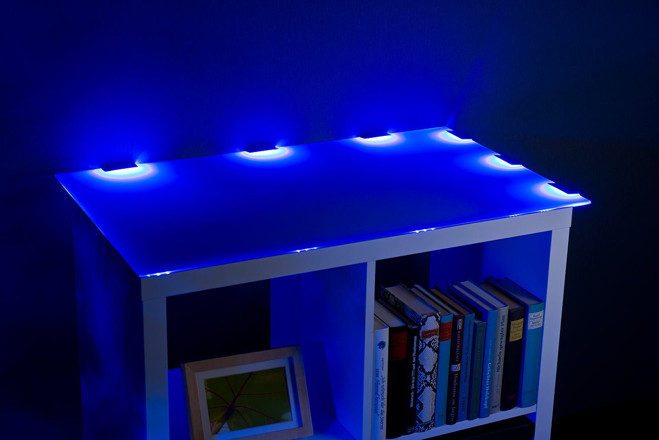 Lunartec Innenbeleuchtung LED-Glasbodenbeleuchtung 2er-Set RGB