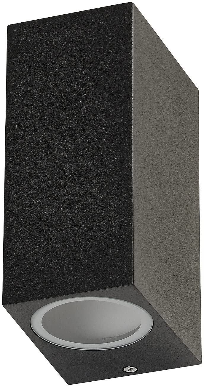 Lunartec Leuchtmittel Up-Down-Wandleuchte eckig GU10 schwarz 2er