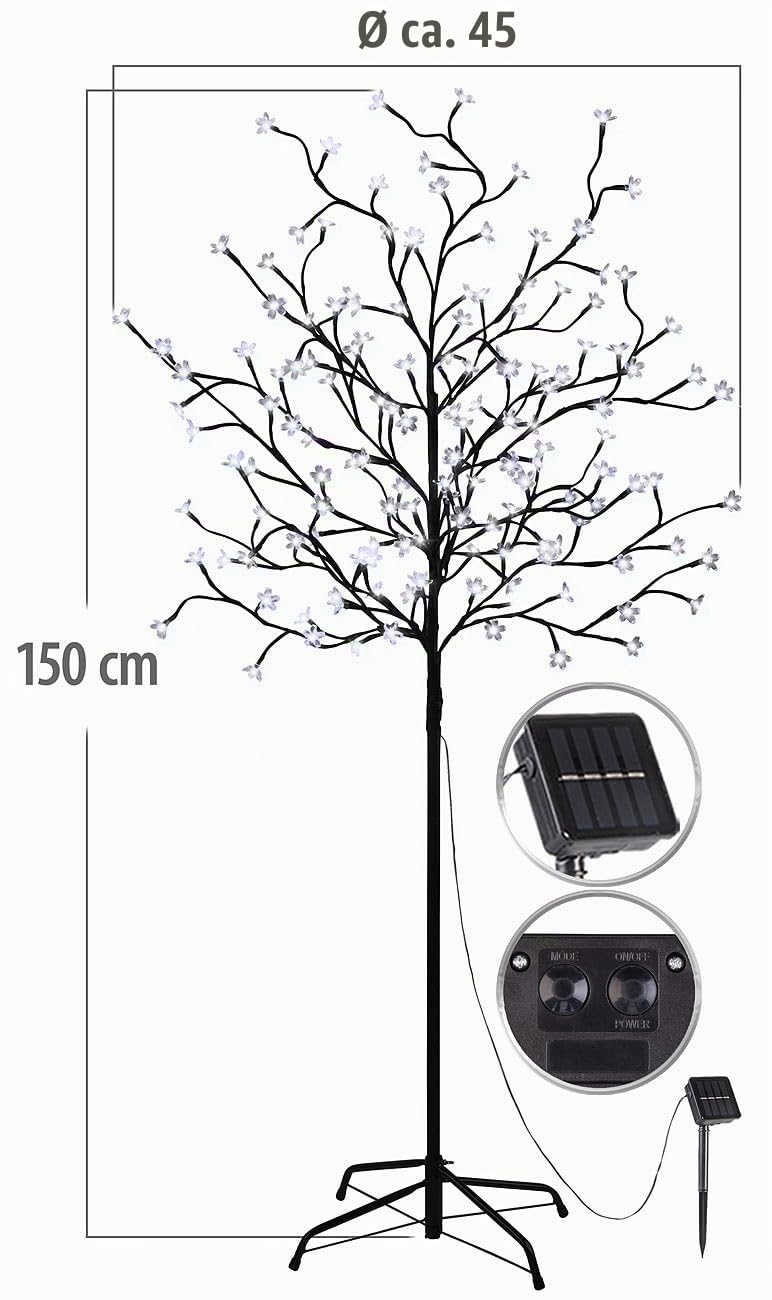 Lunartec Solar LED-Kirschbaum 150 cm 152 LEDs