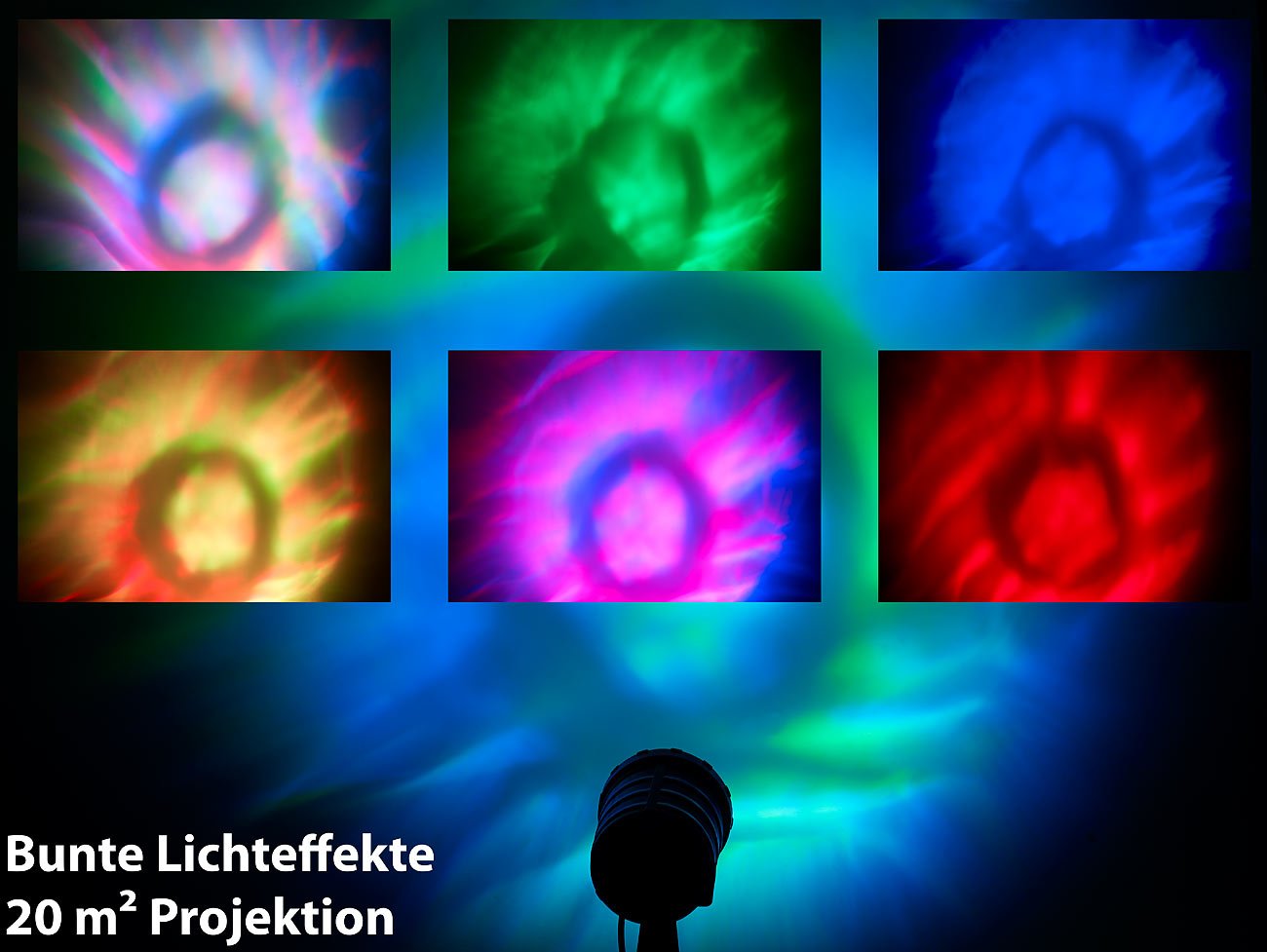 Lunartec Licht-Dekoration Wasserwellen-Projektor RGB Timer IP65