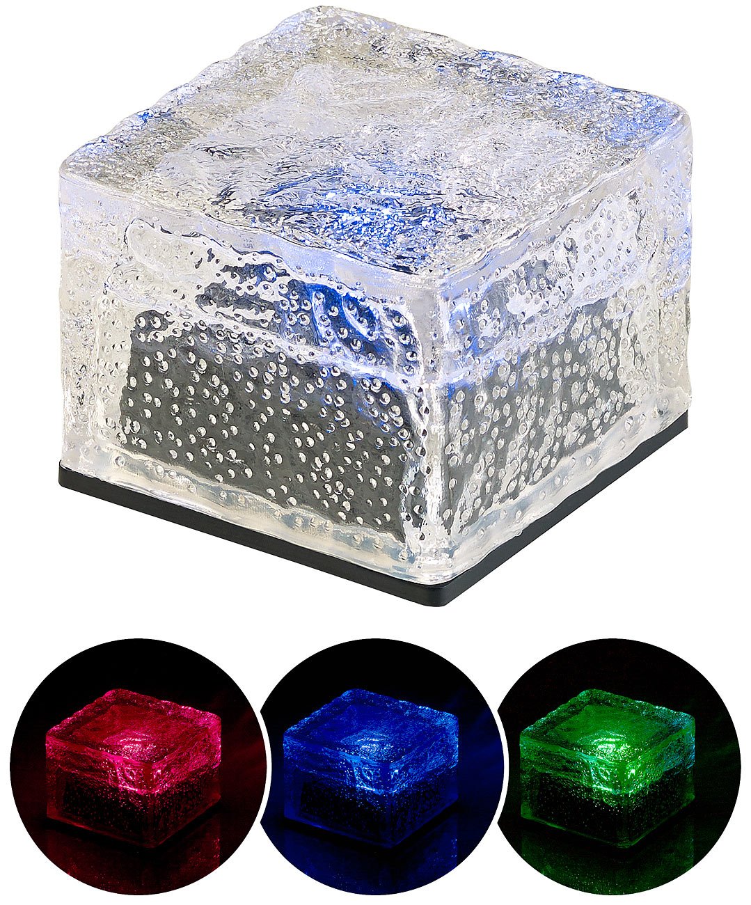 Lunartec Außenbeleuchtung Solar Glasbaustein RGB Leuchte IP44