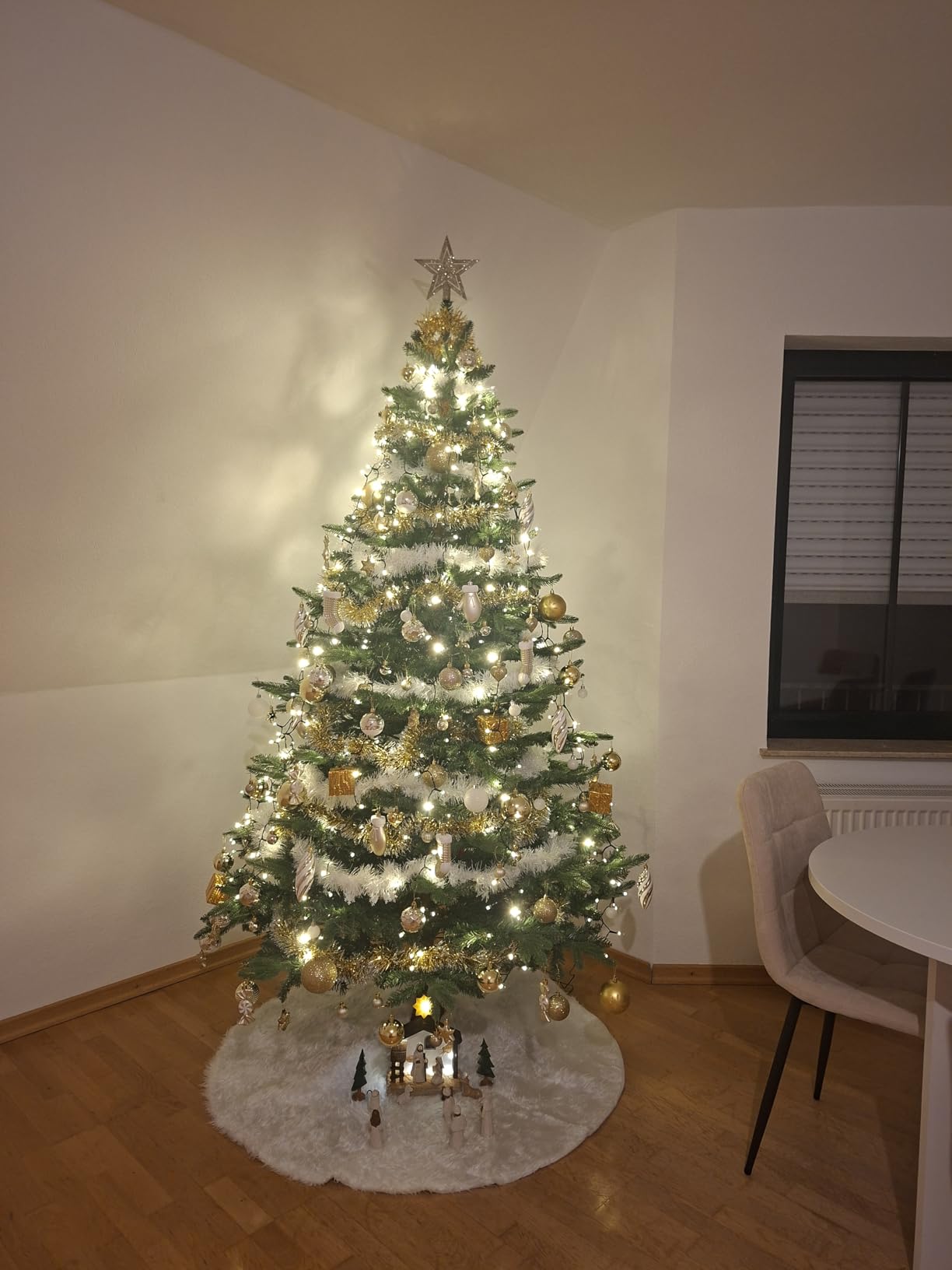elktry Weihnachtsbaum Lichterkette Ring 400 LED warmweiß 2M