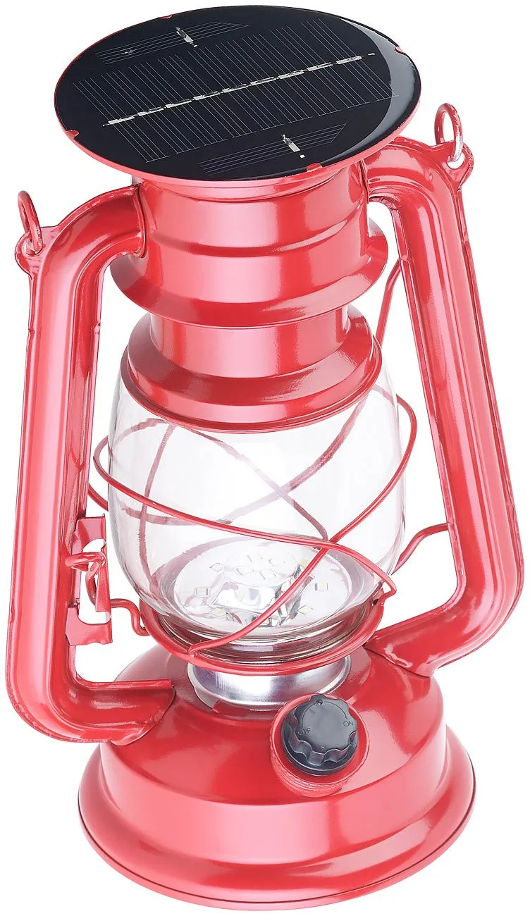Lunartec Außenbeleuchtung Solar-Sturmlampe rot 23 cm