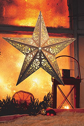 Bonetti Glowing Stars Holzstern 40 cm Ornament mit 10 LEDs