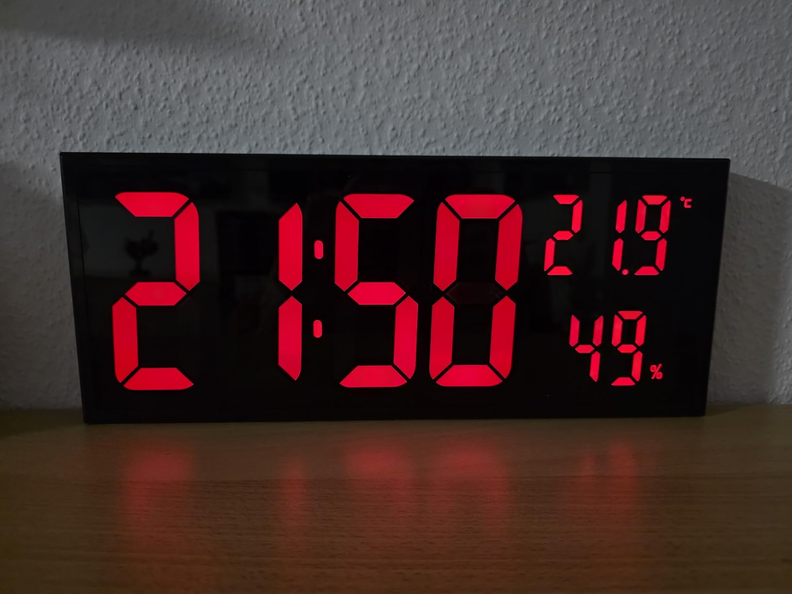 Lunartec LED-Uhren Digitale Wanduhr Jumbo 12 cm rot mit Thermometer