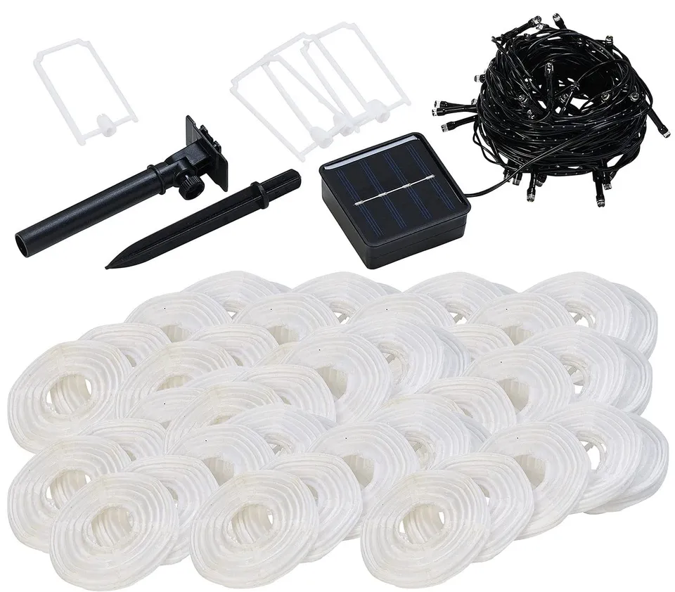 Lunartec Licht-Dekoration Solar-Lichterkette 50 Lampions 10 m warmweiß
