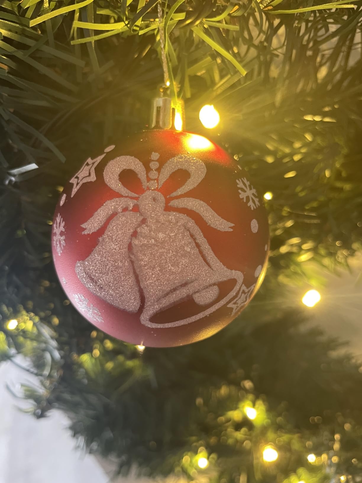 WEARXI Lichterketten Weihnachtskugeln 6cm Rot-Weiß 16 Stück