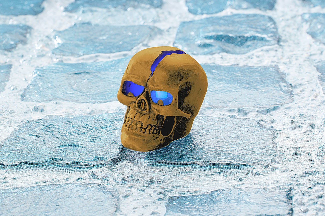 Lunartec Licht-Dekoration Crackhead Totenkopf Leuchte blaue LED