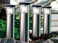 Lunartec Außenbeleuchtung Solar-Wegeleuchte Leuchtturm 4er-Set