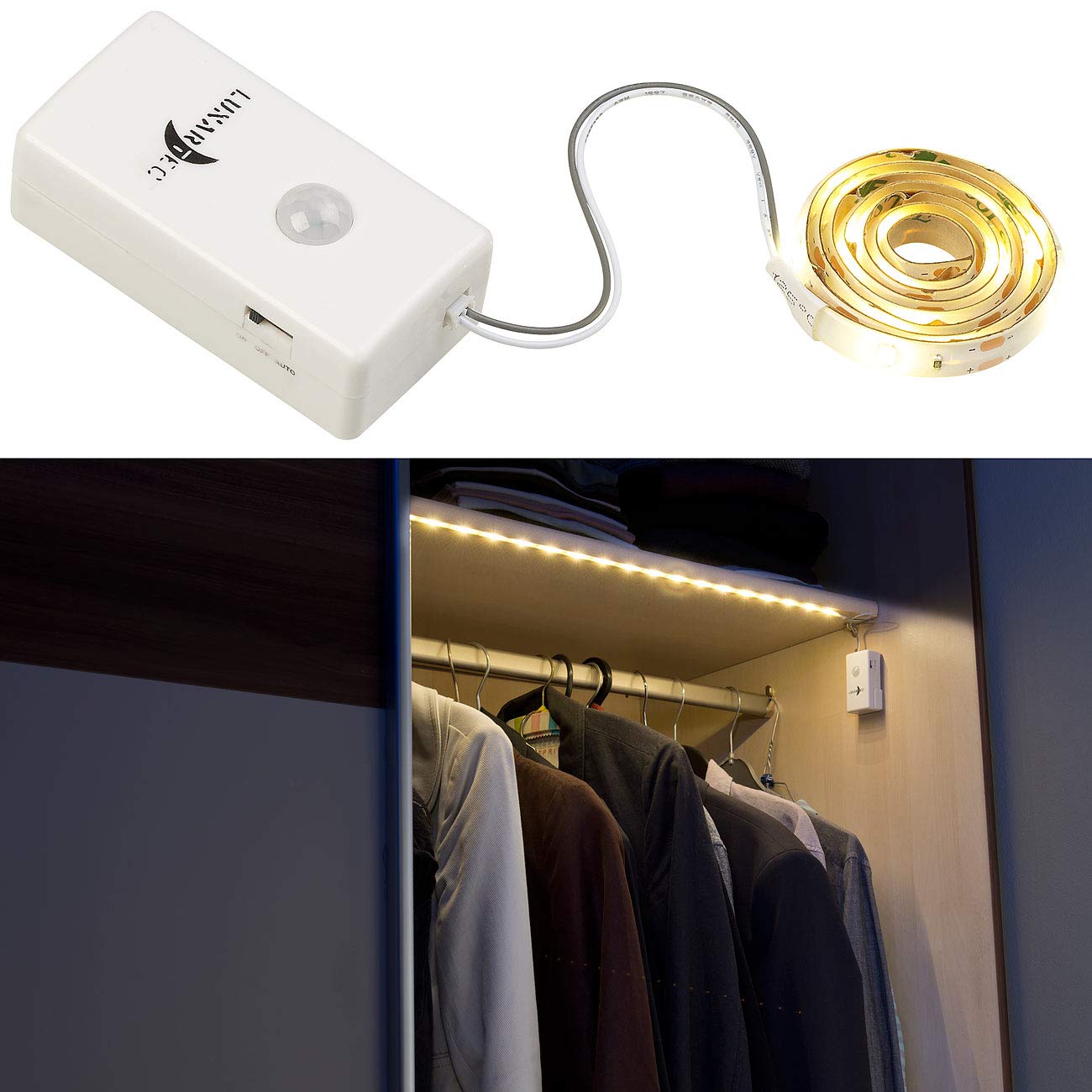 Lunartec Leuchtmittel LED-Streifen 2er-Set 100 cm mit Bewegungsmelder