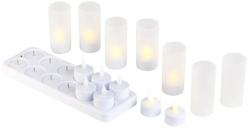 Lunartec Licht-Dekoration LED-Teelichter 12er-Set Akku Glas