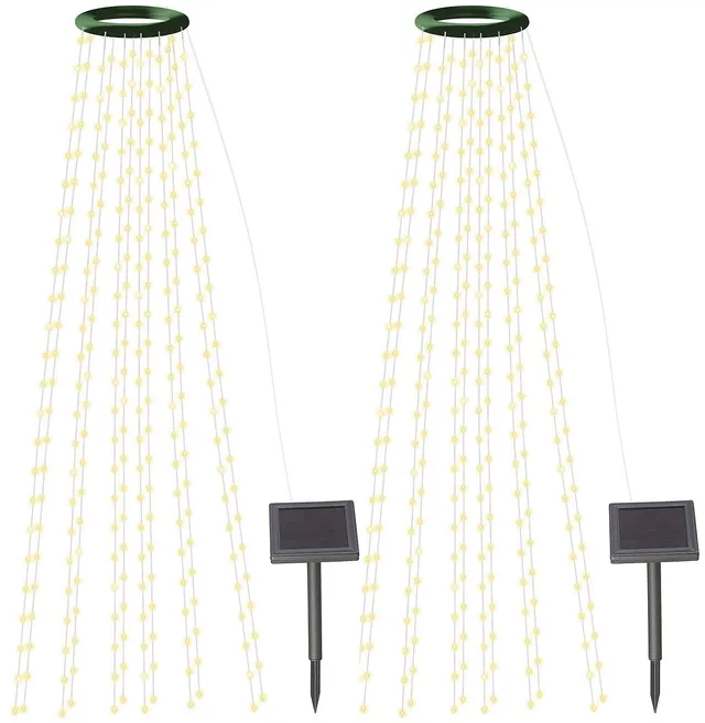 Lunartec Licht-Dekoration Solar Tannenbaum Lichterkette warmweiß 2er-Set 300 LEDs