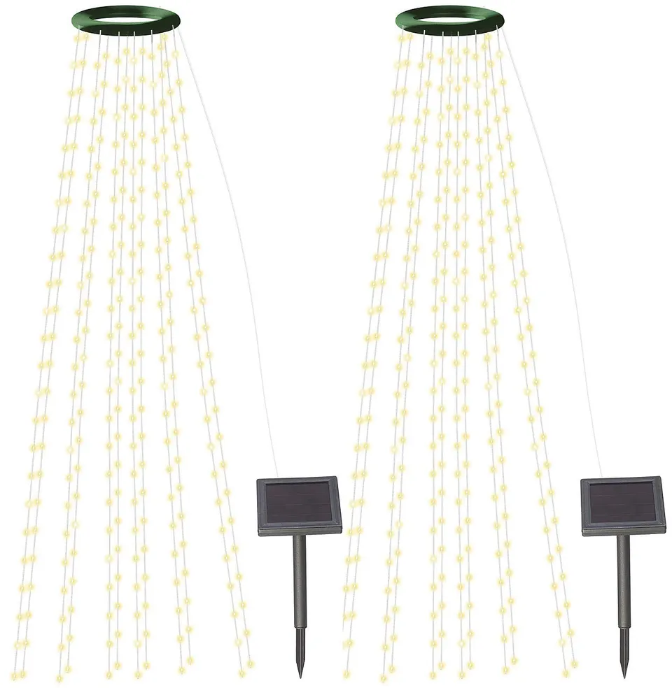 Lunartec Licht-Dekoration Solar Tannenbaum Lichterkette warmweiß 2er-Set 300 LEDs