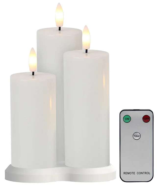 Lunartec Licht-Dekoration LED-Stumpenkerzen 3er weiß warmweiß