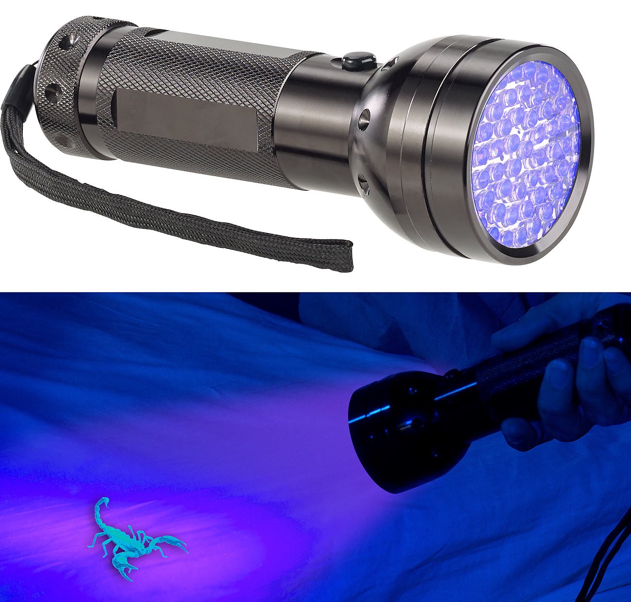 Lunartec UV-Taschenlampe 51 LEDs Geldscheinprüfer Batterie