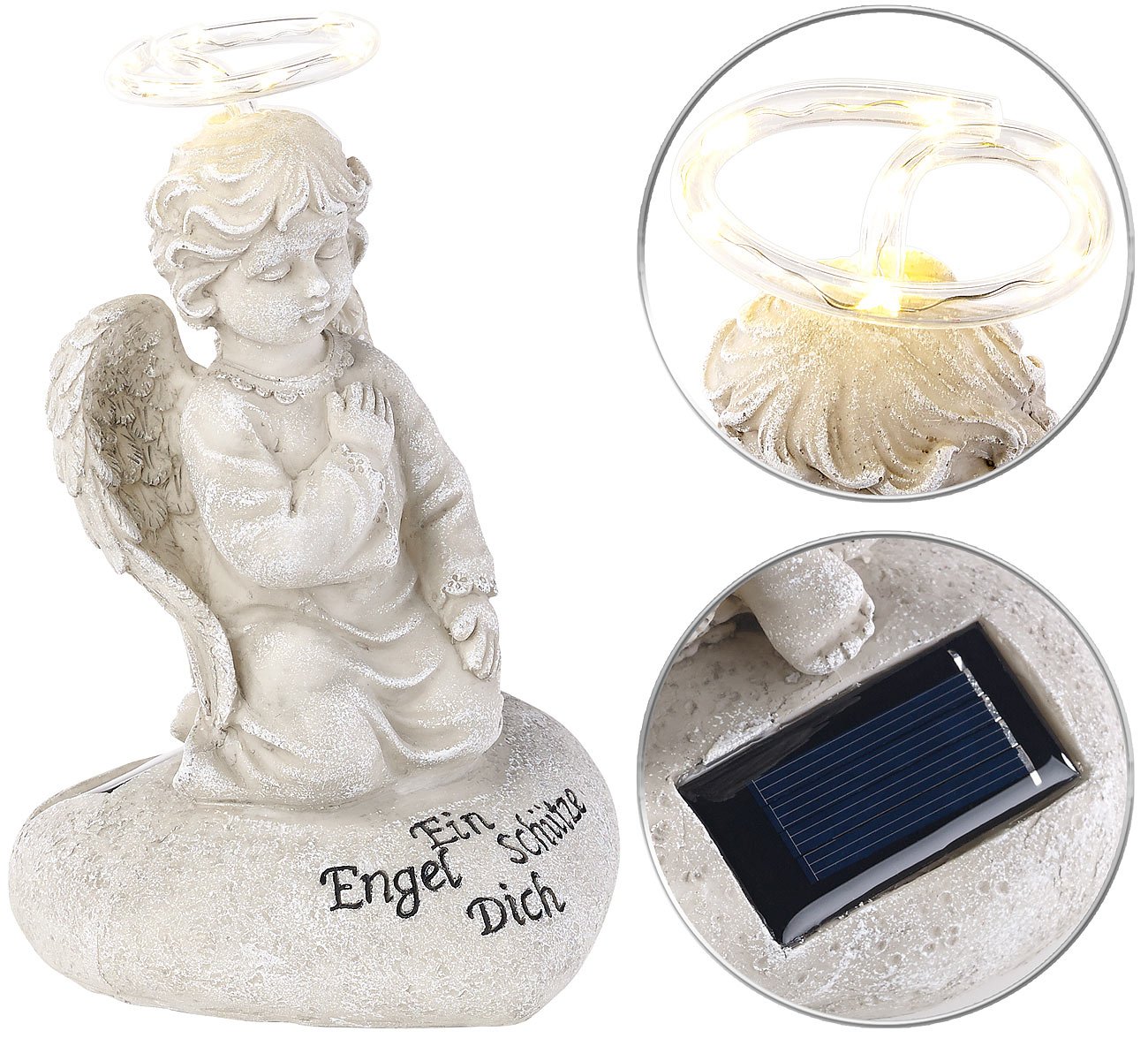 Lunartec Licht-Dekoration Solar-Engel 20 cm mit 7 LEDs IP44