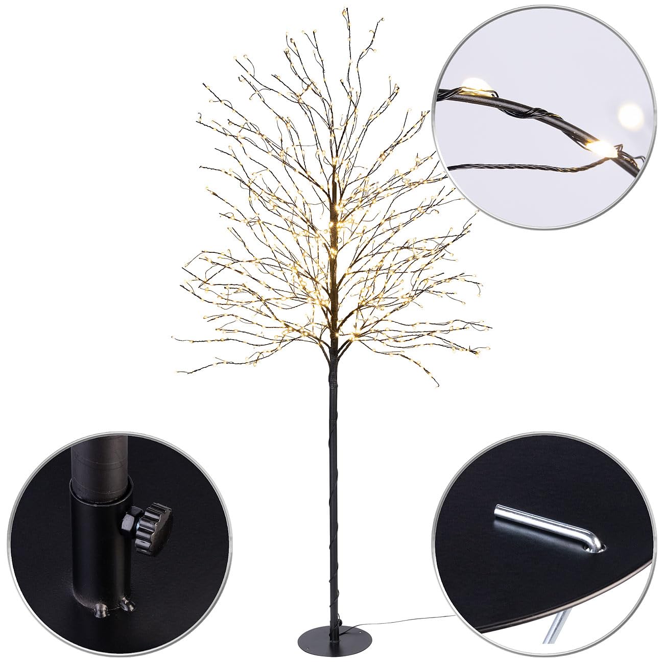 Lunartec Licht-Dekoration LED-Lichterbaum 150cm 2er-Set warmweiß IP44
