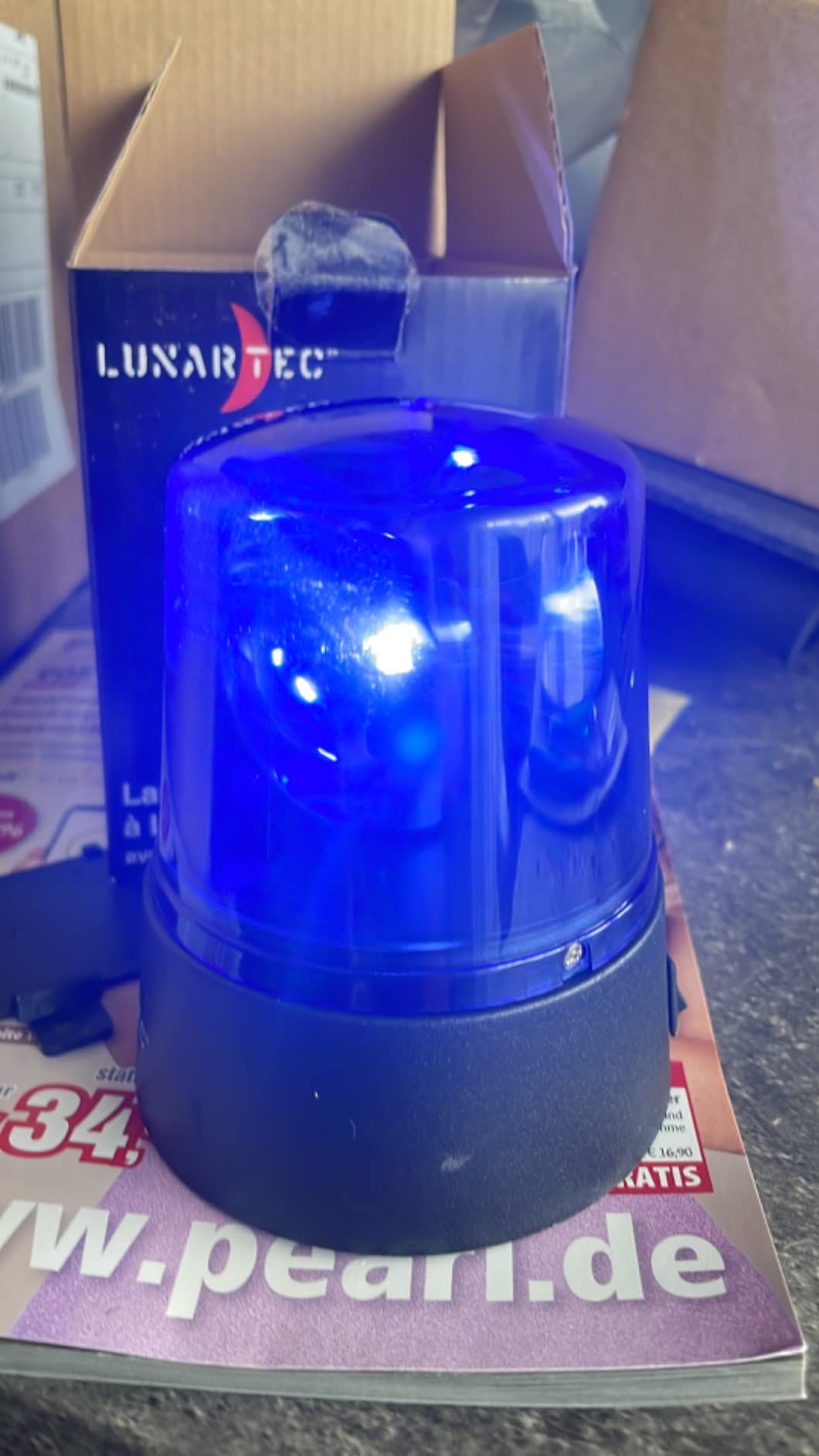 Lunartec Licht-Dekoration Blaulicht Partyleuchte batteriebetrieben