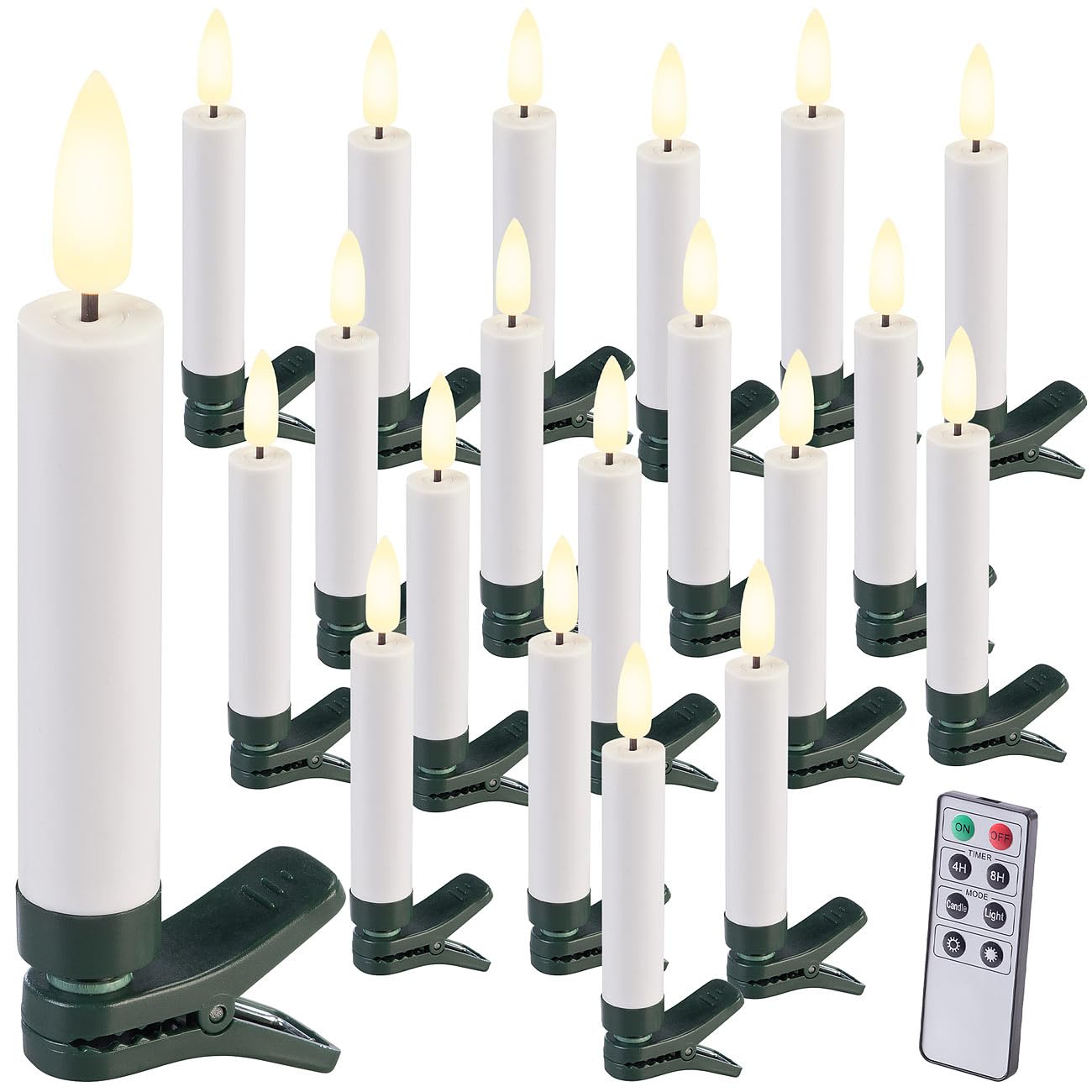 Lunartec LED-Christbaumkerzen 20er-Set weiß warmweiß