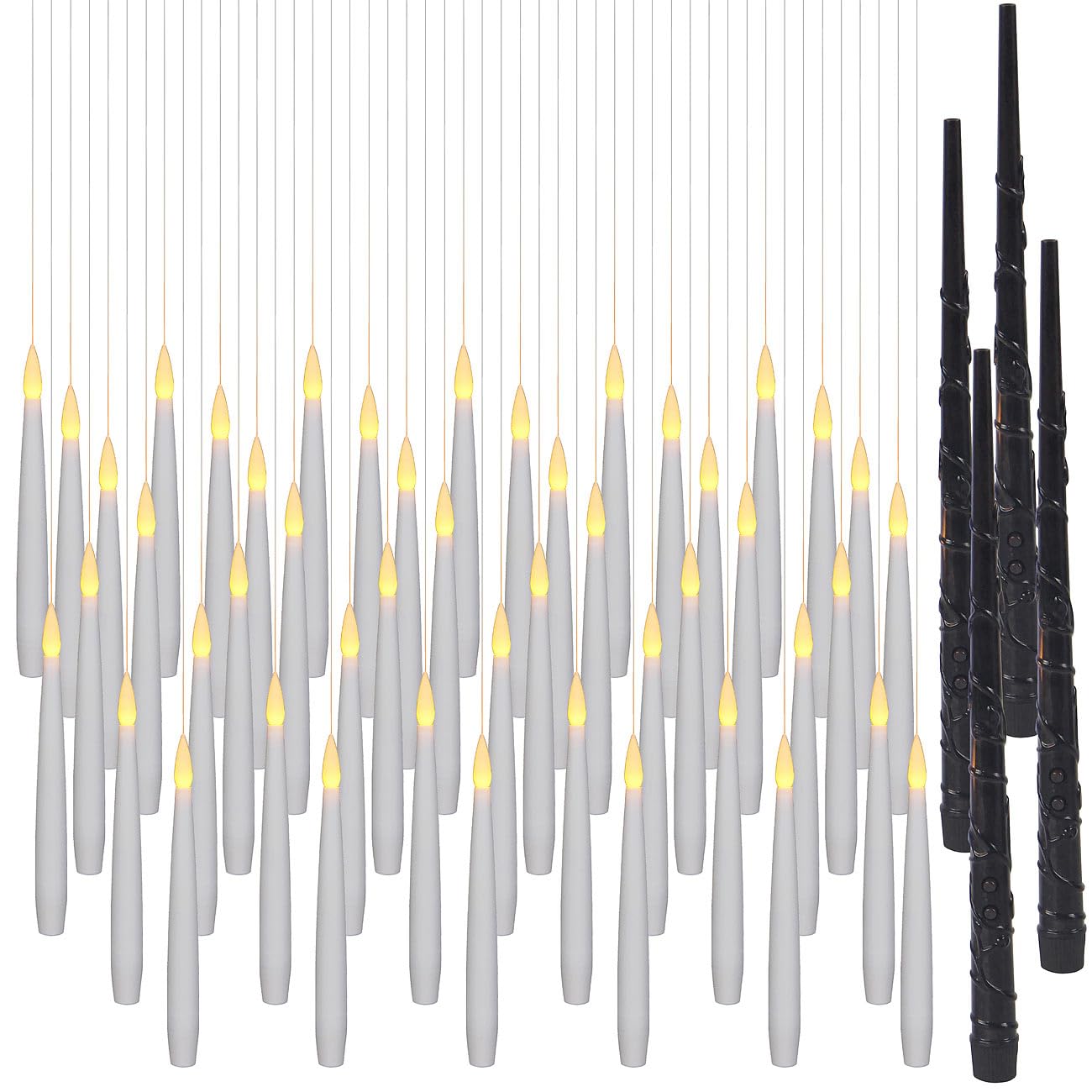 Lunartec Licht-Dekoration Schwebe-Kerzen LED 48er-Set Zauberstab warmweiß