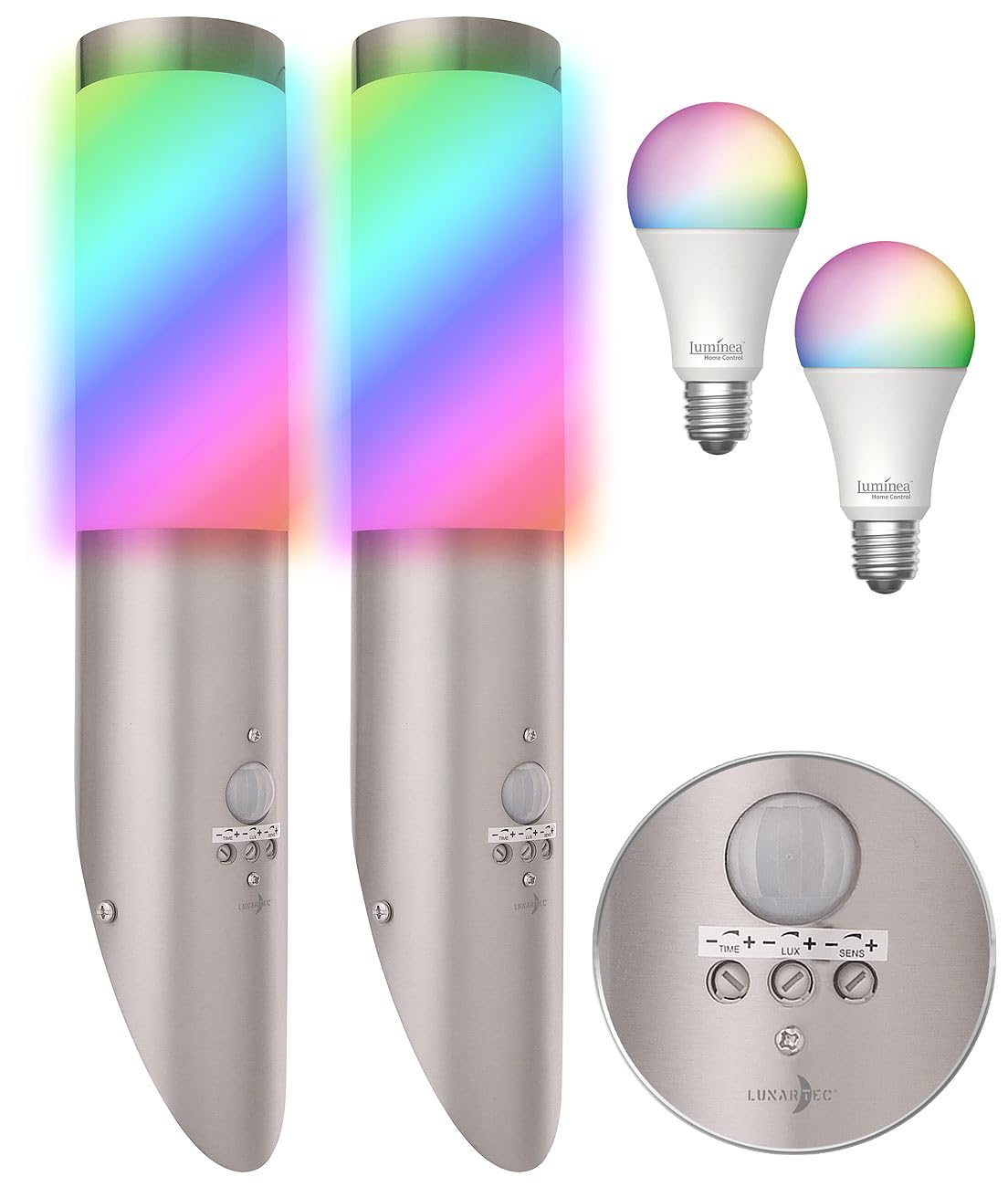 Lunartec Außenbeleuchtung 2er-Set Wandlampe WLAN Bewegungsmelder