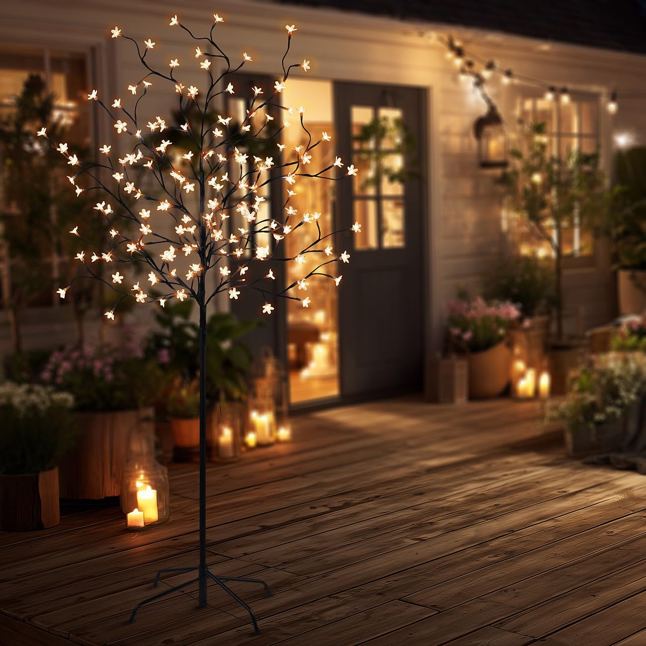 Lunartec Solar LED-Kirschbaum 150 cm 152 LEDs