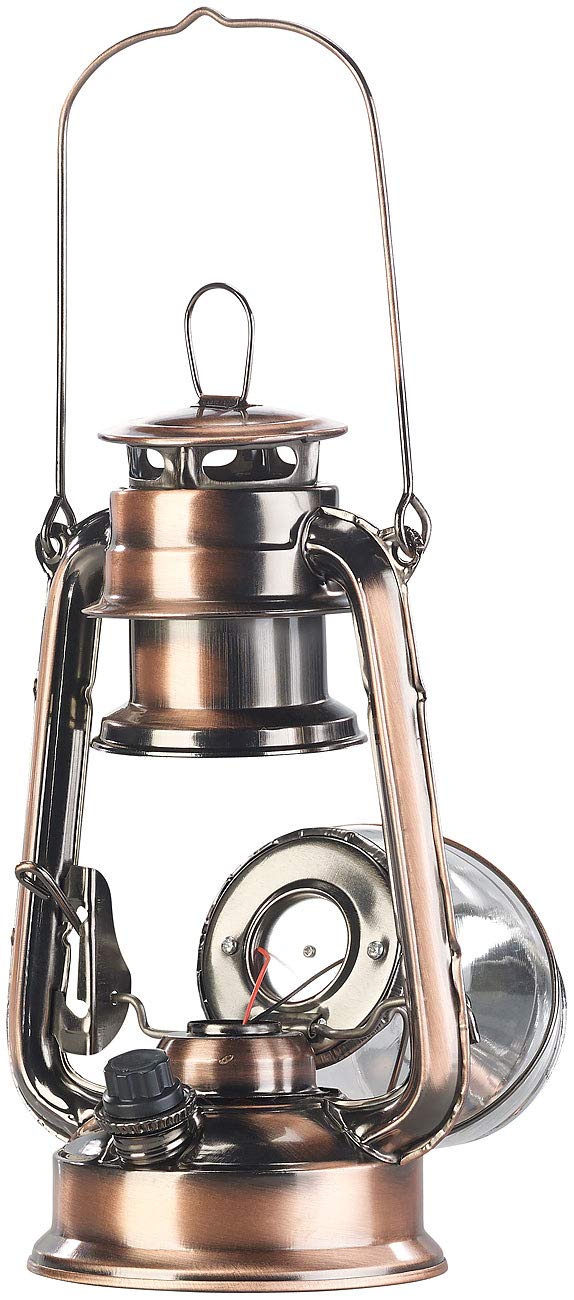 Lunartec Sturmlampe LED-Laterne Akku bronze warmweiß
