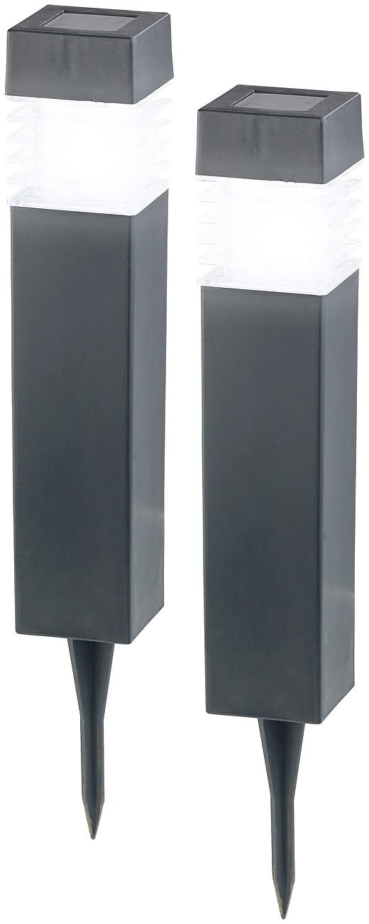 Lunartec Außenbeleuchtung Solar-Wegeleuchte 2er-Set warmweiß