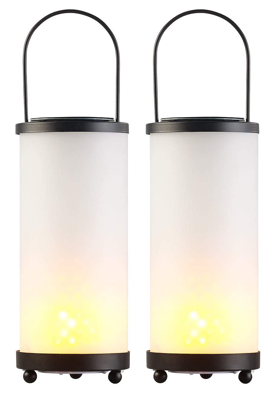 Lunartec Licht-Dekoration Fackel-Laternen 2er-Set 96 LEDs Glas