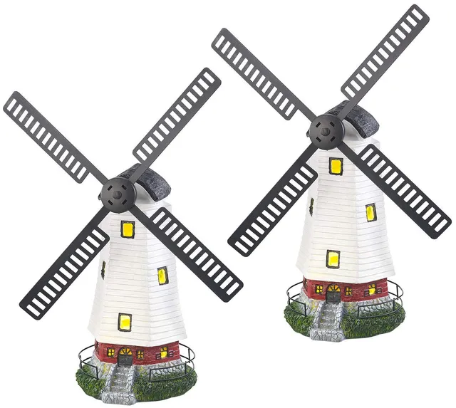 Lunartec Licht-Dekoration Solar-Windmühle mit LED 32cm 2er-Set