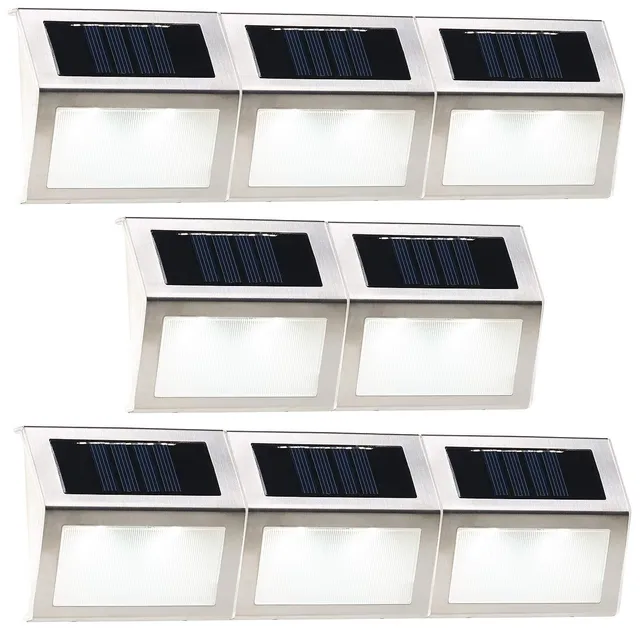 Lunartec Außenbeleuchtung Solar-Wandleuchte 8er-Set Edelstahl