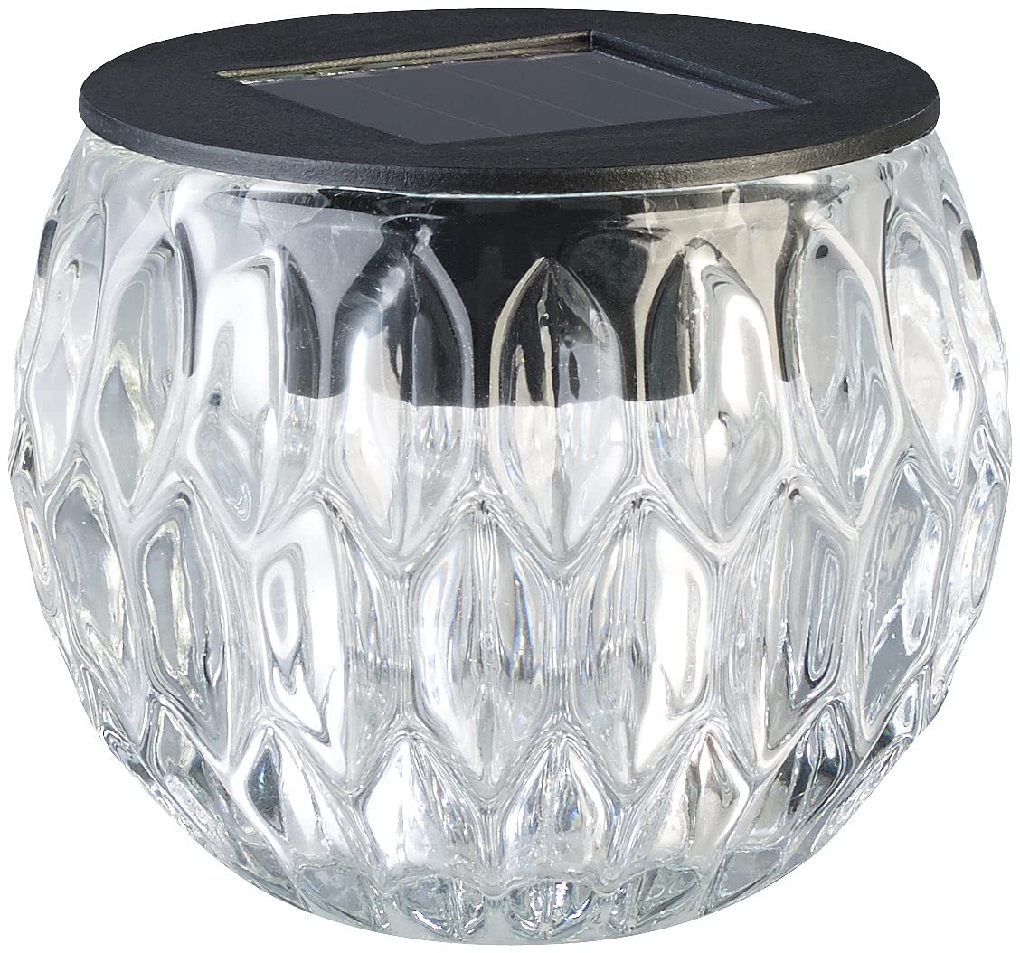 Lunartec Außenbeleuchtung Solar-LED-Windlicht Liora Glas IP44