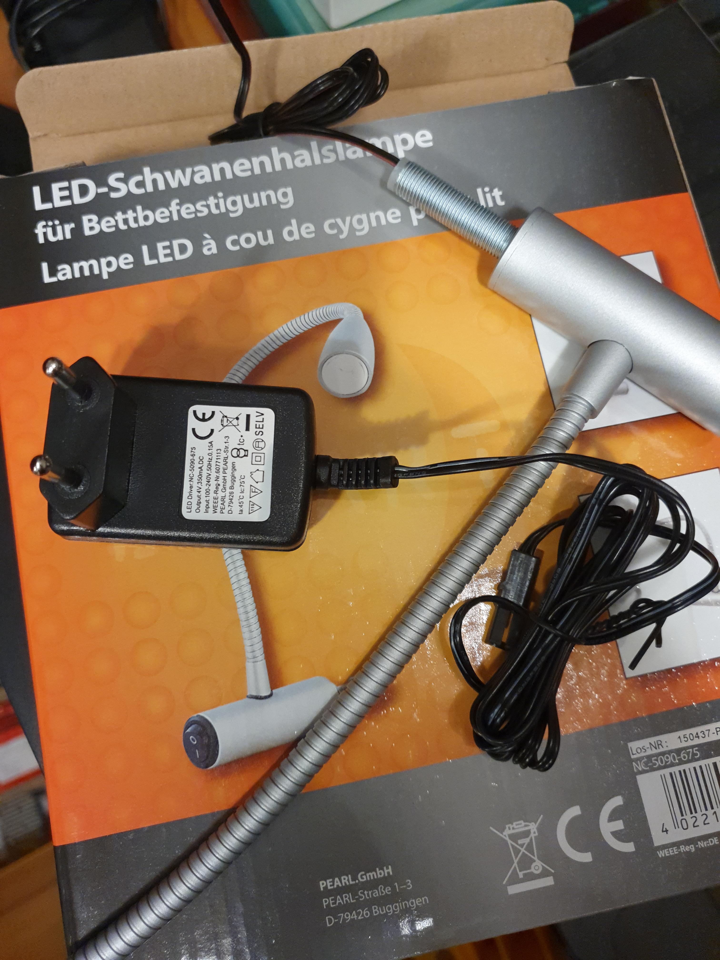 Lunartec Innenbeleuchtung 2er Bettleuchte Schwanenhals 45cm